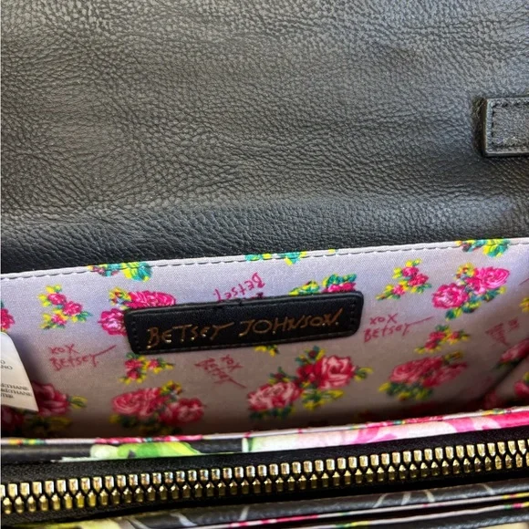 Floral Black Clutch with Pink Bow - Picture 4 of 4